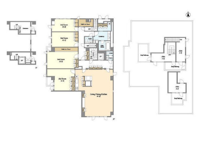 Prestige Garden Shirokane Chojamaru Room 301 floor plan with roof balcony