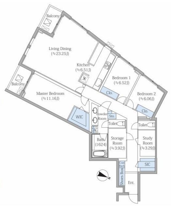 Floor plan of Beverly Homes Hiroo Room 302