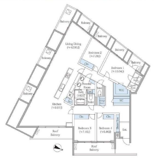 Floor plan of Beverly Homes Hiroo Room 601