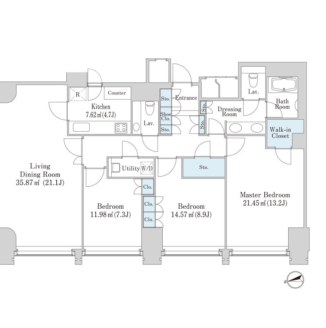 La Tour Chiyoda Room 2713 — Floor Plan