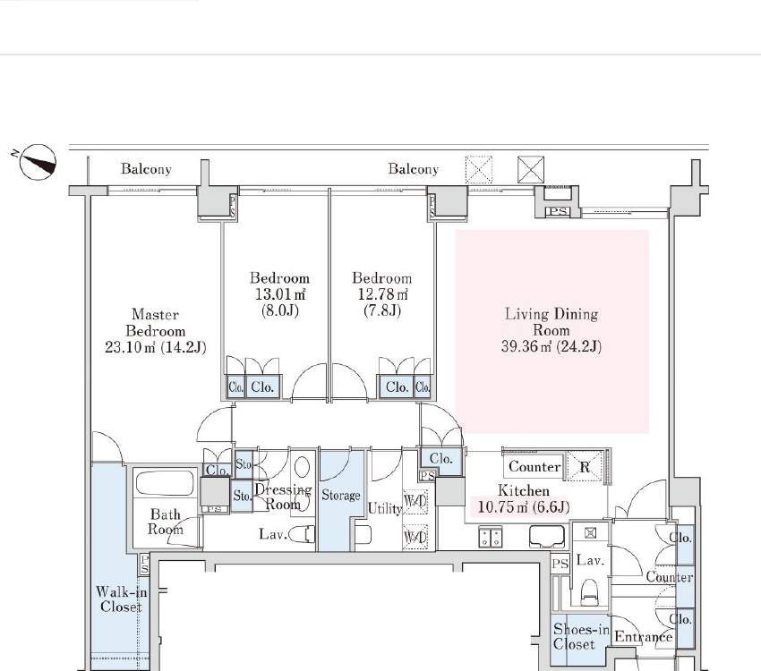 Floor plan of La Tour Ichigaya Sadohara Room E202