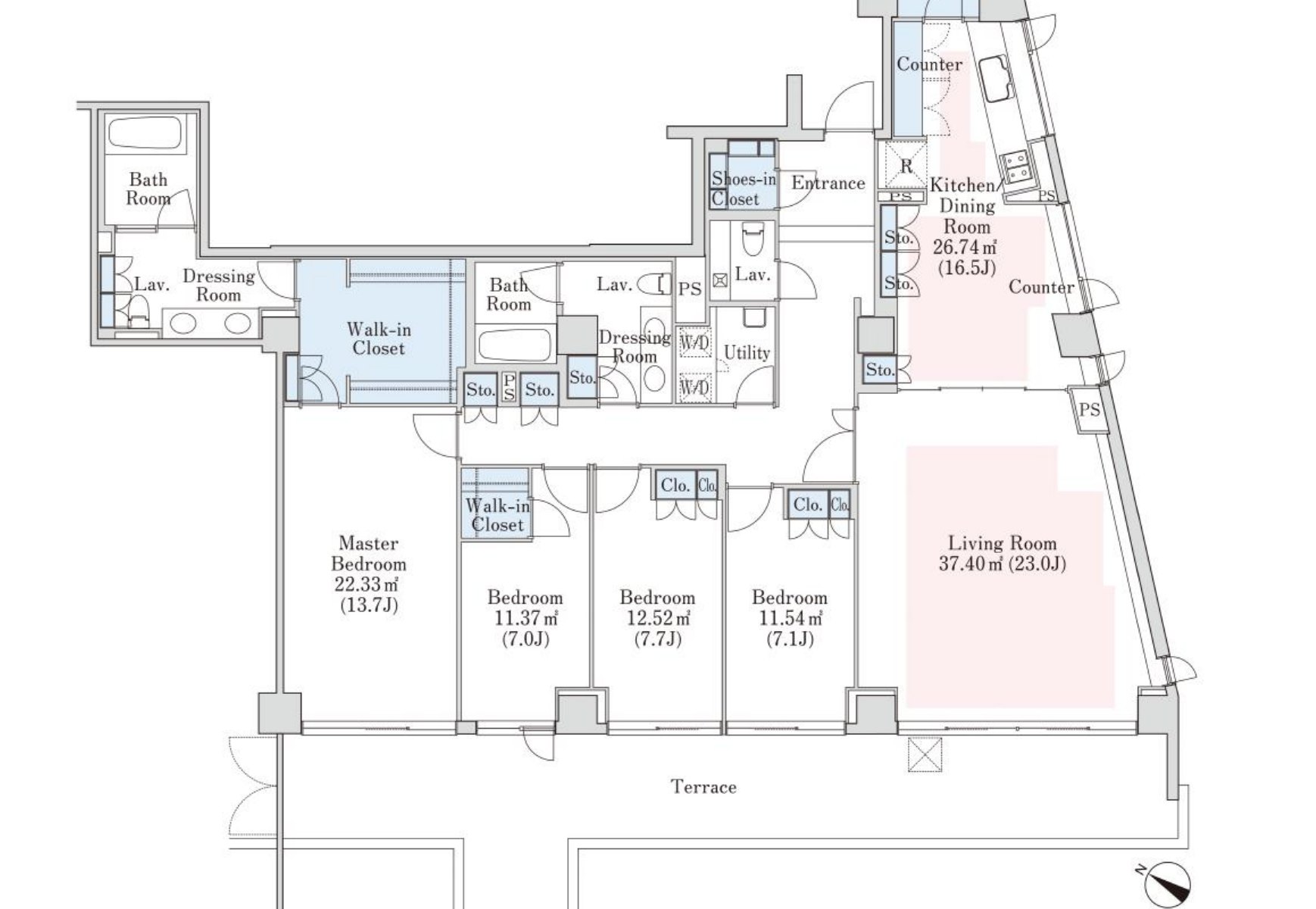 La Tour Ichigaya Sadohara Room W101 floor plan