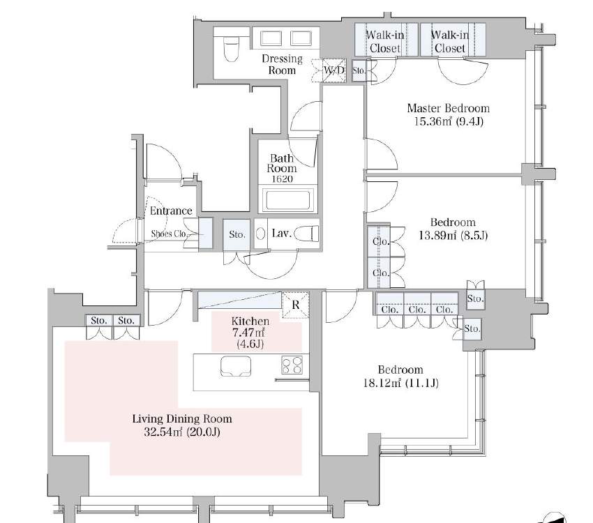 Floor plan of La Tour Iidabashi Room 908