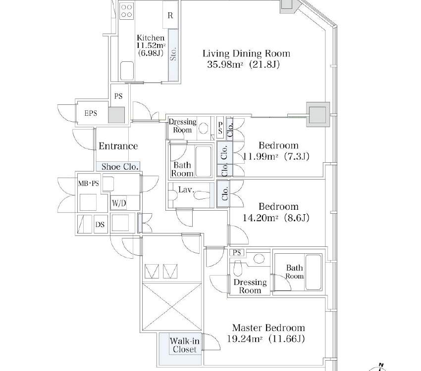 Floor plan of La Tour Shibakoen2 Room 2504