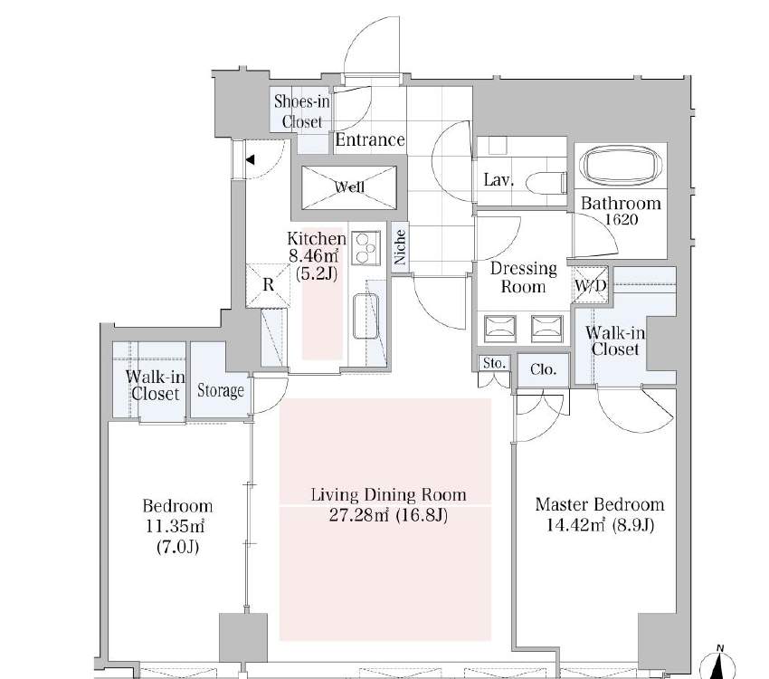 Floor plan of La Tour Shibuya Room 1707