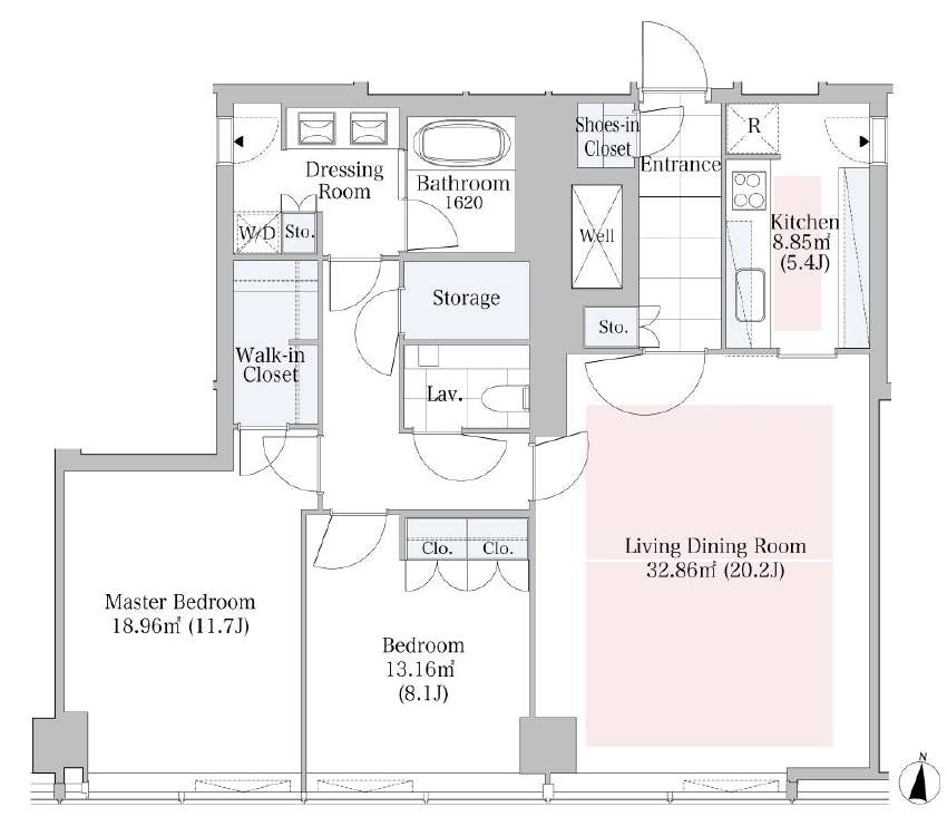 Floor plan of La Tour Shibuya Room 2206