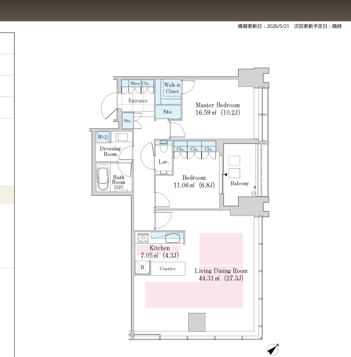 La Tour Shinjuku Garden Room 3011 — Floor Plan