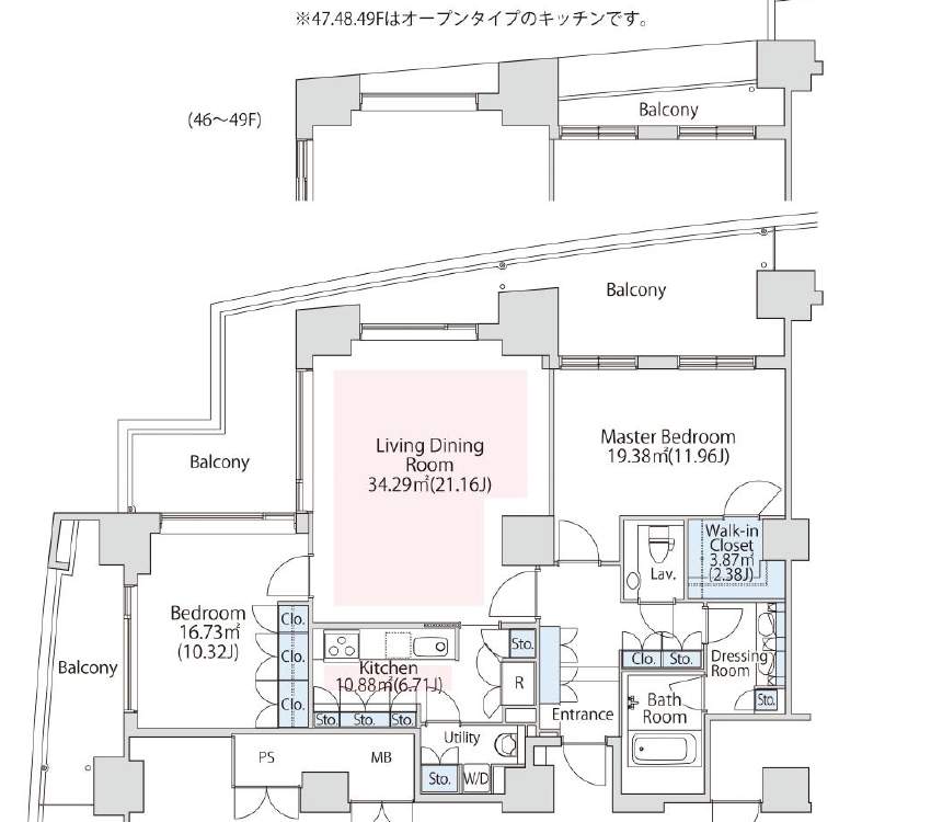 Floor plan of La Tour Shiodome Room 4801