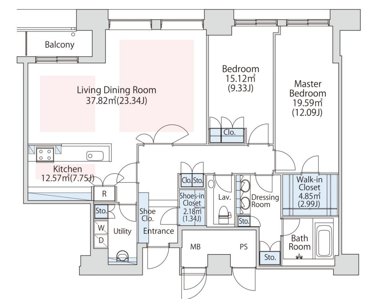 La Tour Shiodome Room 5402 — Floor Plan
