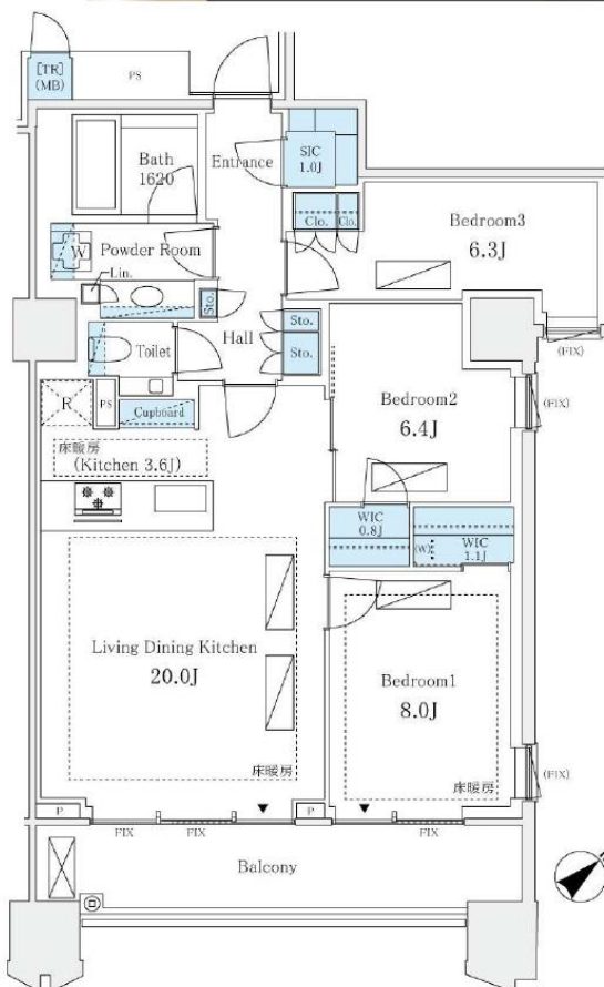 Floor plan of Mita Garden Hills West Hill Room 716